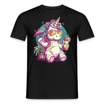 Buntes Erfrischendes Cocktail Einhorn - Männer T-Shirt - Schwarz - Vorne - AI Model Male 178 light (178cm)