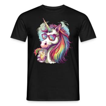 Buntes Erfrischendes Cocktail Einhorn - Männer T-Shirt - Schwarz - Vorne - AI Model Male 178 light (178cm)