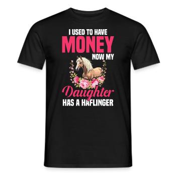 Propriétaire de cheval Argent Ma fille a un haflinger - T-shirt homme - noir - Devant - AI Model Male 178 light (178cm)