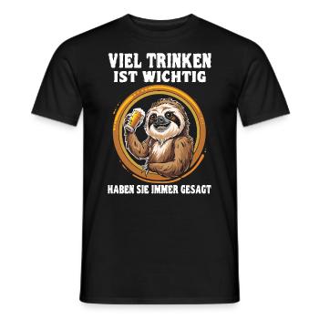 "Viel trinken ist wichtig" Biertrinker - Männer T-Shirt - Schwarz - Vorne - AI Model Male 178 light (178cm)
