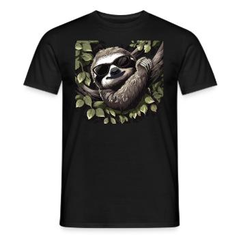 Sloth Office Work Colleague Funny - Men's T-Shirt - black - Front - AI Model Male 178 light (178cm)