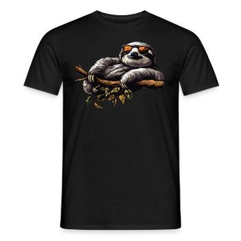 Sloth Office Work Colleague Funny - Men's T-Shirt - black - Front - AI Model Male 178 light (178cm)