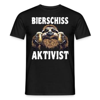 "Bierschiss Aktivist" - Faultier Bier - Männer T-Shirt - Schwarz - Vorne - AI Model Male 178 light (178cm)