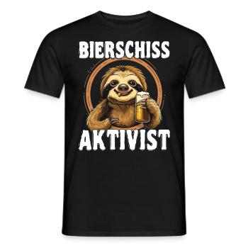 "Bierschiss Aktivist" - Faultier Bier - Männer T-Shirt - Schwarz - Vorne - AI Model Male 178 light (178cm)