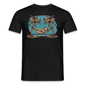 Faultier-hängematte, Strand, Chillige - Männer T-Shirt - Schwarz - Vorne - AI Model Male 178 light (178cm)