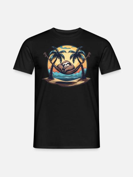 Sloth Hammock, Beach, Chill - Men's T-Shirt - black