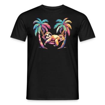 Faultier-hängematte, Strand, Chillige - Männer T-Shirt - Schwarz - Vorne - AI Model Male 178 light (178cm)