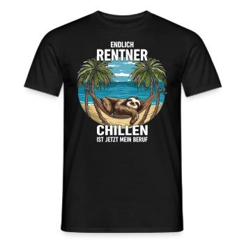 "Finally Pensioner" Chilling Sloth - Men's T-Shirt - black - Front - AI Model Male 178 light (178cm)