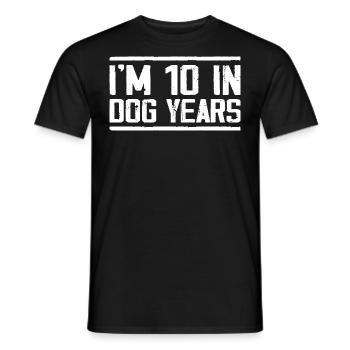I'm 10 In Dog Years Tees | Funny 70th Birthday - T-shirt homme - noir - Devant - AI Model Male 178 light (178cm)