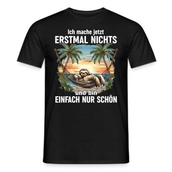 Office Humor Late Riser Sloth - Men's T-Shirt - black - Front - AI Model Male 178 light (178cm)