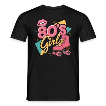 Retro 80er Jahre Girl Roller Skate Rollschuhe - Männer T-Shirt - Schwarz - Vorne - AI Model Male 178 light (178cm)