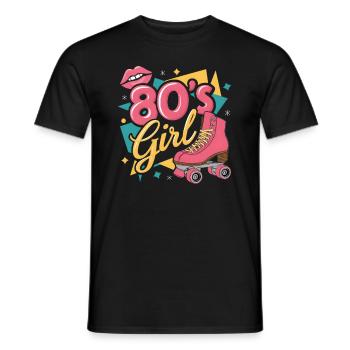 Retro 80er Jahre Girl Roller Skate Rollschuhe - Männer T-Shirt - Schwarz - Vorne - AI Model Male 178 light (178cm)