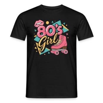 Retro 80er Jahre Girl Roller Skate Rollschuhe - Männer T-Shirt - Schwarz - Vorne - AI Model Male 178 light (178cm)