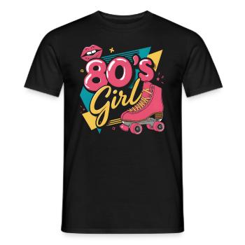 Retro 80er Jahre Girl Roller Skate Rollschuhe - Männer T-Shirt - Schwarz - Vorne - AI Model Male 178 light (178cm)