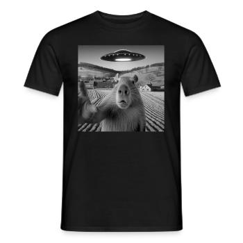 Alien Encounter Capybara Selfie - Men's T-Shirt - black - Front - AI Model Male 178 light (178cm)
