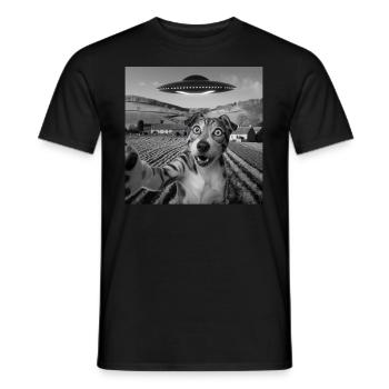 Rencontre extraterrestre Chien Selfie - T-shirt homme - noir - Devant - AI Model Male 178 light (178cm)