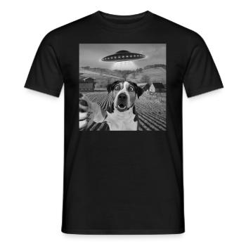 Rencontre extraterrestre Chien Selfie - T-shirt homme - noir - Devant - AI Model Male 178 light (178cm)