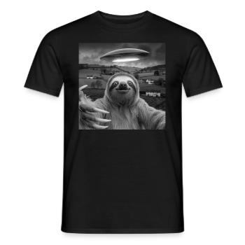 Alien Encounter Sloth Selfie - Men's T-Shirt - black - Front - AI Model Male 178 light (178cm)