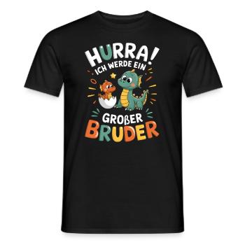 Je vais être un grand frère dragon - T-shirt homme - noir - Devant - AI Model Male 178 light (178cm)