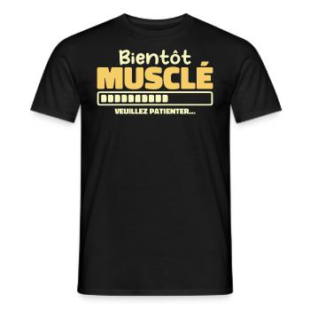 Bald muskulös - bitte warten - Männer T-Shirt - Schwarz - Vorne - AI Model Male 178 light (178cm)