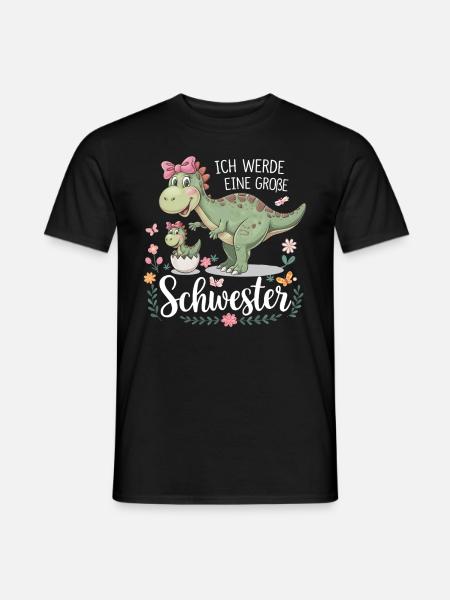 Ich werde eine große Schwester Dinosaurier - Männer T-Shirt - Schwarz
