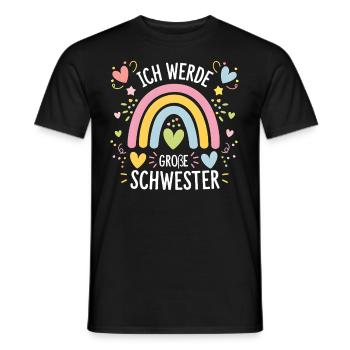 Je vais être grande sœur arc-en-ciel boho - T-shirt homme - noir - Devant - AI Model Male 178 light (178cm)
