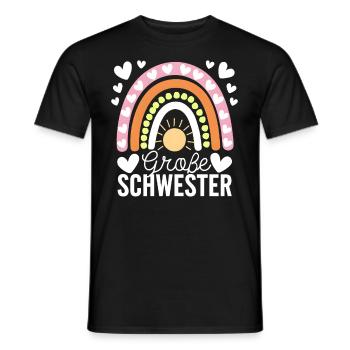 Je vais être grande sœur arc-en-ciel boho - T-shirt homme - noir - Devant - AI Model Male 178 light (178cm)