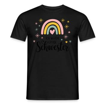 Je vais être grande sœur arc-en-ciel boho - T-shirt homme - noir - Devant - AI Model Male 178 light (178cm)