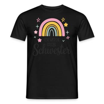 Je vais être grande sœur arc-en-ciel boho - T-shirt homme - noir - Devant - AI Model Male 178 light (178cm)