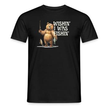 Citation drôle Ours Pêcheur Souhait Pour Je Pêchais Pour - T-shirt homme - noir - Devant - AI Model Male 178 light (178cm)