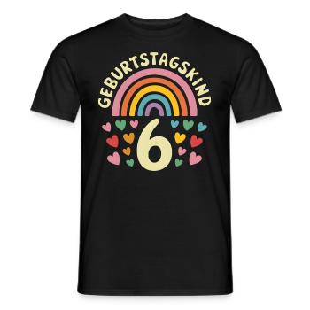 6ème anniversaire fille arc-en-ciel - T-shirt homme - noir - Devant - AI Model Male 178 light (178cm)