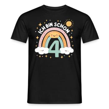 4th Birthday Shirt Rainbow Cloud - Men's T-Shirt - black - Front - AI Model Male 178 light (178cm)