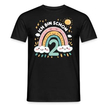 2nd Birthday Shirt Rainbow Cloud - Men's T-Shirt - black - Front - AI Model Male 178 light (178cm)