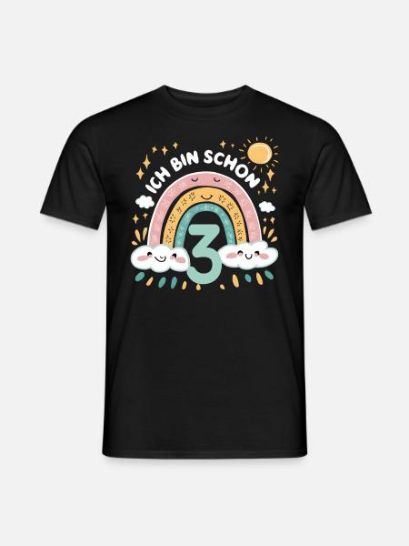 3rd Birthday Shirt Rainbow Cloud - Men's T-Shirt - black