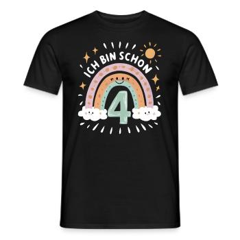 4th Birthday Shirt Rainbow Cloud - Men's T-Shirt - black - Front - AI Model Male 178 light (178cm)