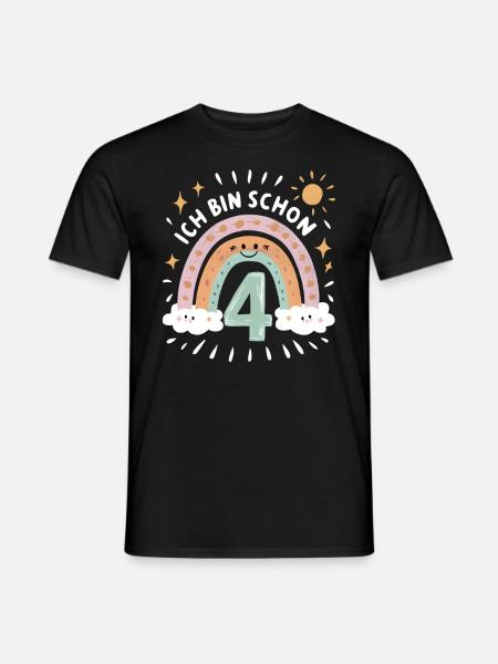4th Birthday Shirt Rainbow Cloud - Men's T-Shirt - black