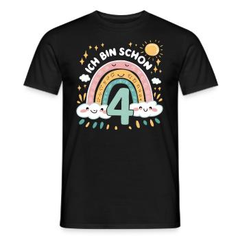 4th Birthday Shirt Rainbow Cloud - Men's T-Shirt - black - Front - AI Model Male 178 light (178cm)