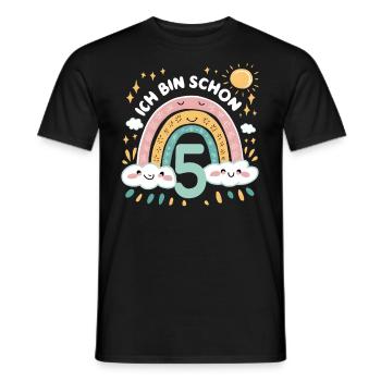 Chemise 5ème anniversaire Nuage Arc-en-ciel - T-shirt homme - noir - Devant - AI Model Male 178 light (178cm)