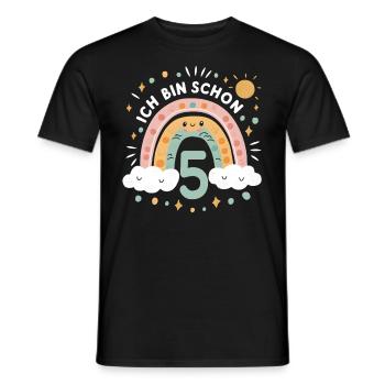 Chemise 5ème anniversaire Nuage Arc-en-ciel - T-shirt homme - noir - Devant - AI Model Male 178 light (178cm)