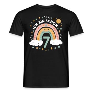 7th Birthday Shirt Rainbow Cloud - Men's T-Shirt - black - Front - AI Model Male 178 light (178cm)