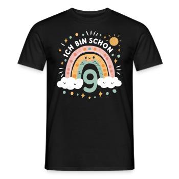 9th Birthday Shirt Rainbow Cloud - Men's T-Shirt - black - Front - AI Model Male 178 light (178cm)