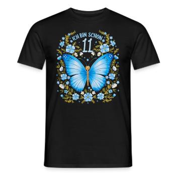 Fête d’anniversaire des enfants papillon 11e anniversaire - T-shirt homme - noir - Devant - AI Model Male 178 light (178cm)