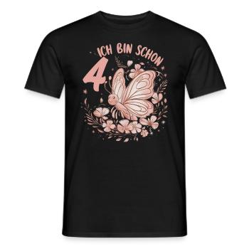4th Birthday Butterfly Children's Birthday Party - Men's T-Shirt - black - Front - AI Model Male 178 light (178cm)