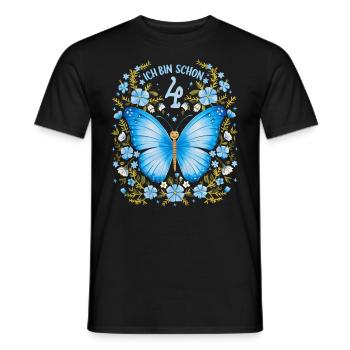 4th Birthday Butterfly Children's Birthday Party - Men's T-Shirt - black - Front - AI Model Male 178 light (178cm)