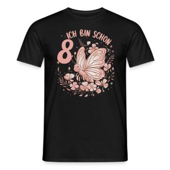 8th Birthday Butterfly Children's Birthday Party - Men's T-Shirt - black - Front - AI Model Male 178 light (178cm)