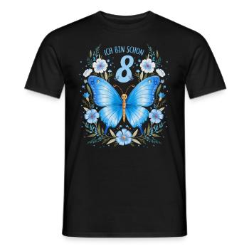 8th Birthday Butterfly Children's Birthday Party - Men's T-Shirt - black - Front - AI Model Male 178 light (178cm)