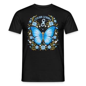 8. Geburtstag Schmetterling Kindergeburtstag - Männer T-Shirt - Schwarz - Vorne - AI Model Male 178 light (178cm)