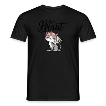 Bride Bride To Be Cat Kitten Engagement Bachelor Party - Men's T-Shirt - black - Front - AI Model Male 178 light (178cm)