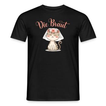 Bride Bride To Be Cat Kitten Engagement Bachelor Party - Men's T-Shirt - black - Front - AI Model Male 178 light (178cm)