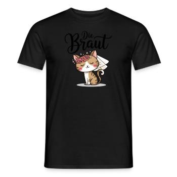 Bride Bride To Be Cat Kitten Engagement Bachelor Party - Men's T-Shirt - black - Front - AI Model Male 178 light (178cm)